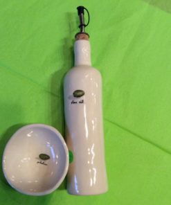 Ceramic Olive Oil Cruet w/Bowl